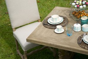 table setting on grass - rustic but elegant - FHA Loans